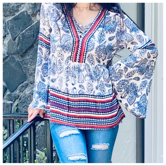 GYPSY CHIC LONG SLEEVES PRINT TOP - Picture 3 of 13